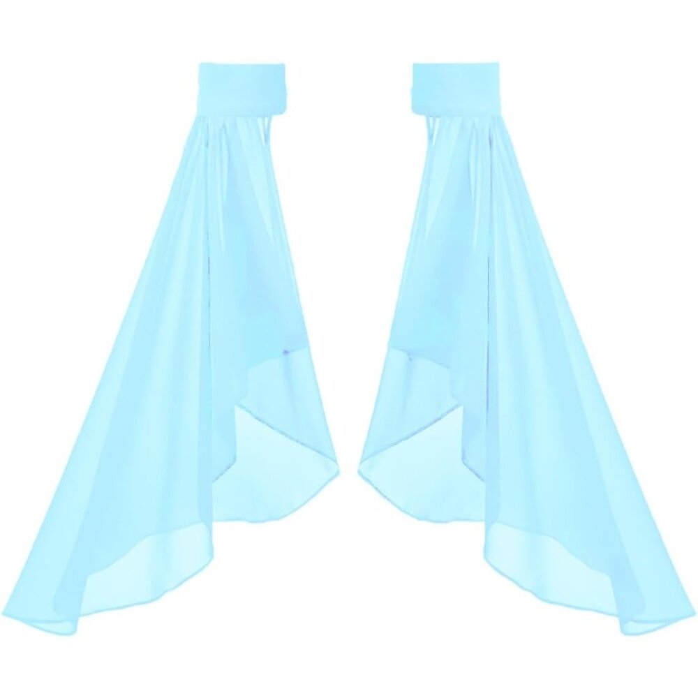 Women's Light Blue Chiffon Lace Detachable Covers Sleeves Gloves Party Prom - Picture 3 of 3